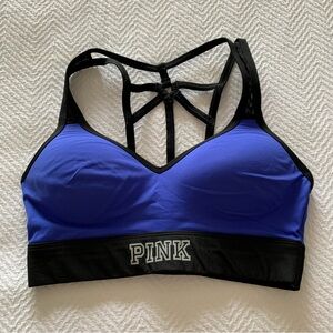 PINK Victoria's Secret Black and Blue Sports Bra